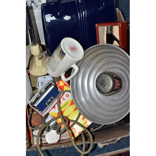 435 - A BOX OF ELECTRICAL AND MISCELLANEOUS ITEMS, to include a vintage Pifco Infra-Red and Radiant Heat l... 