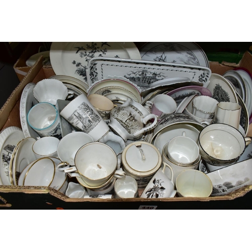 440 - THREE BOXES OF CERAMICS, to include a collection of mainly nineteenth and twentieth century transfer... 