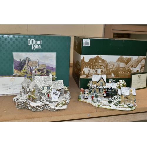 445 - TWO BOXED LARGE LILLIPUT LANE SCULPTURES, comprising special edition exclusive Winter At High Ghyll,... 