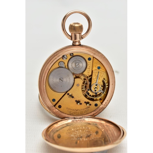 104 - A GOLD PLATED 'WALTHAM' OPEN FACE POCKET WATCH, manual wind, round white dial signed 'American Walth... 