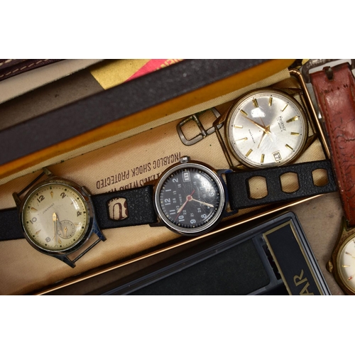 76 - A BOX OF ASSORTED WATCHES, ladies and gents wristwatches, names to include Excalibur, Junghans, Rege... 