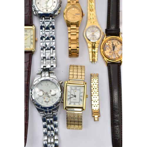 79 - A BOX OF ASSORTED WRISTWATCHES, to include a gold plated 'Garrard' manual wind watch, featuring a ro... 