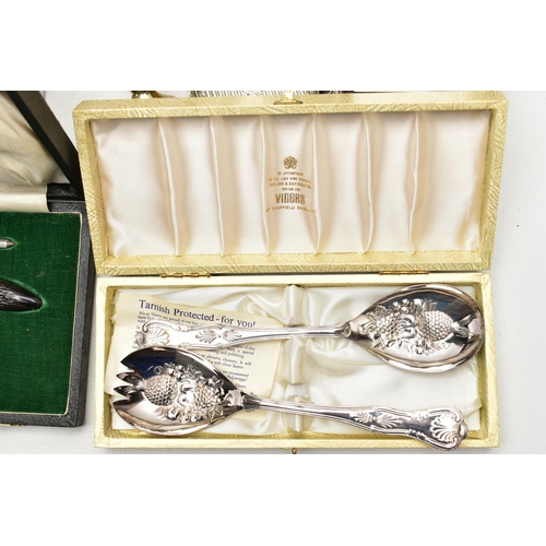 91 - A BOX OF ASSORTED WHITE METAL WARE, to include a silver plated 'Arthur Price of England' mantle cloc... 