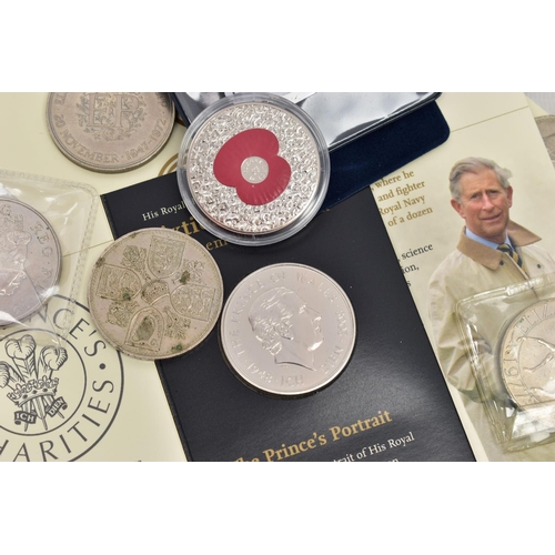 95 - A SMALL BOX CONTAINING A ROYAL MINT CHARLES PRINCE OF WALES Sixtieth Birthday Five Pounds commemorat... 