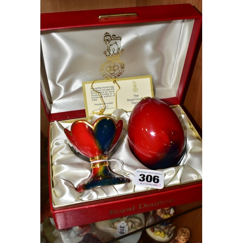 306 - A  BOXED ROYAL DOULTON FLAMBÉ EGG AND STAND, limited to a worldwide edition of 3500, this piece is n... 