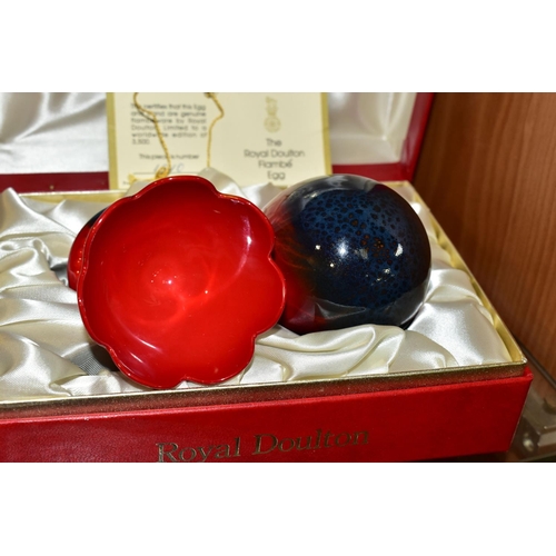 306 - A  BOXED ROYAL DOULTON FLAMBÉ EGG AND STAND, limited to a worldwide edition of 3500, this piece is n... 