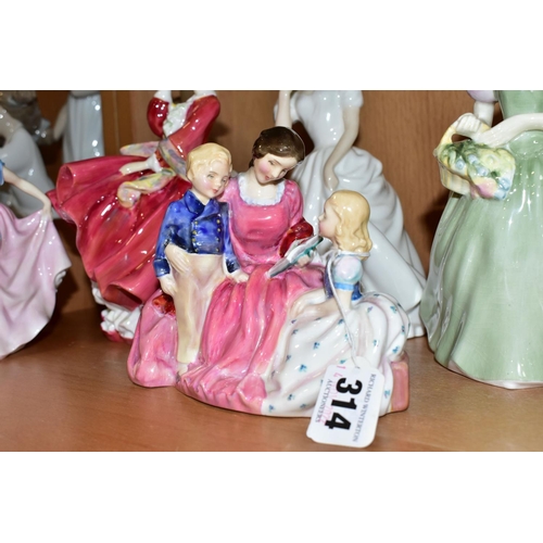 314 - SIX ROYAL DOULTON FIGURINES, comprising 'Clarissa' HN2345 (extensive crazing and cracked), 'Patricia... 