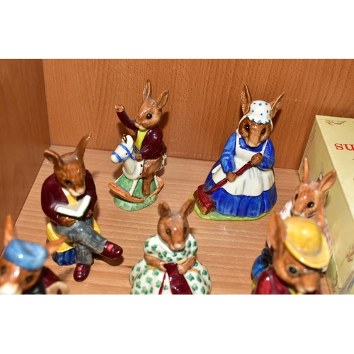 319 - FOURTEEN ROYAL DOULTON BUNNYKINS FIGURES, comprising a boxed Family Photograph DB1, Buntie Bunnykins... 