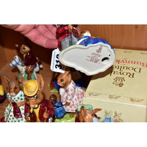 319 - FOURTEEN ROYAL DOULTON BUNNYKINS FIGURES, comprising a boxed Family Photograph DB1, Buntie Bunnykins... 