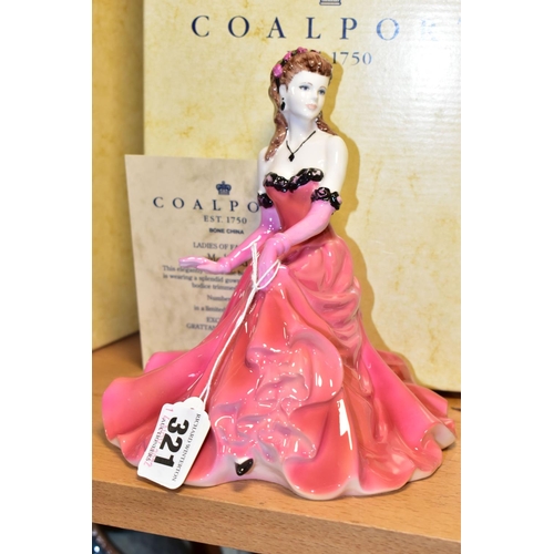 321 - FOUR BOXED COALPORT FIGURINES, comprising 'Sunday in the Park', part of The Connaught Collection exc... 