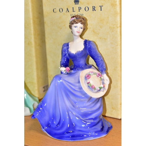 321 - FOUR BOXED COALPORT FIGURINES, comprising 'Sunday in the Park', part of The Connaught Collection exc... 