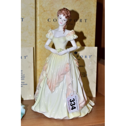 334 - FIVE BOXED COALPORT LADIES OF FASHION FIGURINES, comprising Anne 1997 Lady of Fashion with certifica... 