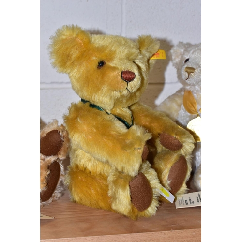 336 - FOUR STEIFF DANBURY MINT YEAR TEDDY BEARS, comprising Millennium 2000 bear with blonde fur, height 2... 