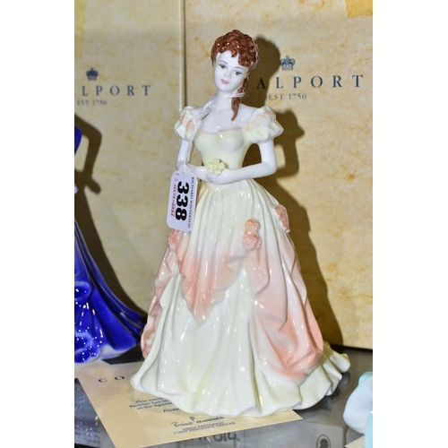 338 - FIVE BOXED COALPORT LADIES OF FASHION FIGURINES, comprising Anne 1997 Lady of Fashion with certifica... 