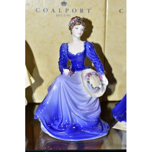 338 - FIVE BOXED COALPORT LADIES OF FASHION FIGURINES, comprising Anne 1997 Lady of Fashion with certifica... 