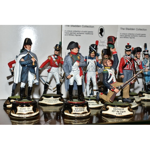 339 - THIRTEEN BOXED THE STADDEN COLLECTION 'NAPOLEONIC WAR' MILITARY FIGURES, hand painted pewter figures... 