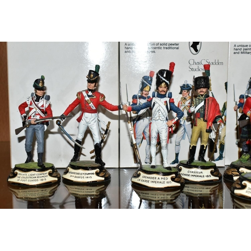 339 - THIRTEEN BOXED THE STADDEN COLLECTION 'NAPOLEONIC WAR' MILITARY FIGURES, hand painted pewter figures... 