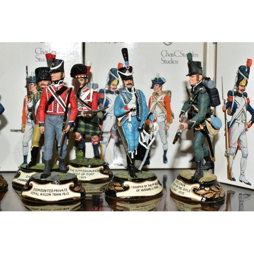 339 - THIRTEEN BOXED THE STADDEN COLLECTION 'NAPOLEONIC WAR' MILITARY FIGURES, hand painted pewter figures... 