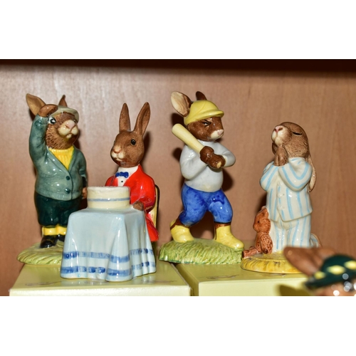 346 - FIFTEEN ROYAL DOULTON BUNNYKINS FIGURES, comprising Mr Bunnybeat DB16, a boxed Santa Bunnykins 'Happ... 