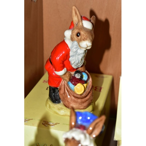 346 - FIFTEEN ROYAL DOULTON BUNNYKINS FIGURES, comprising Mr Bunnybeat DB16, a boxed Santa Bunnykins 'Happ... 