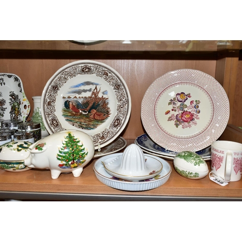 348 - A GROUP OF MASON'S AND ROYAL WORCESTER CERAMICS, Mason's pieces comprising a piggy bank with Christm... 