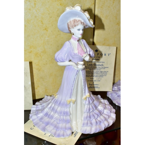 355 - THREE BOXED COALPORT 'HIGH SOCIETY COLLECTION' LIMITED EDITION FIGURINES, each with certificate, com... 