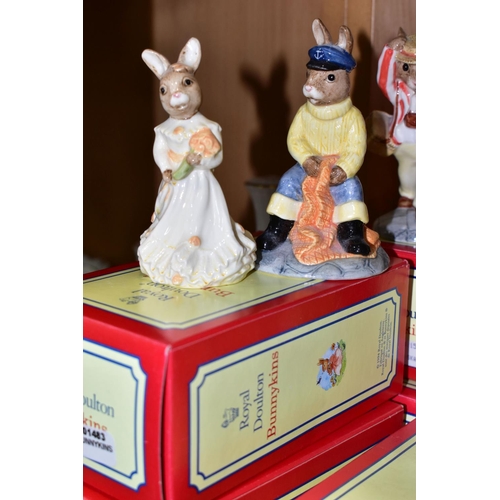 363 - FIFTEEN ROYAL DOULTON BUNNYKINS FIGURES, of which eleven have boxes, comprising boxed 60th Anniversa... 