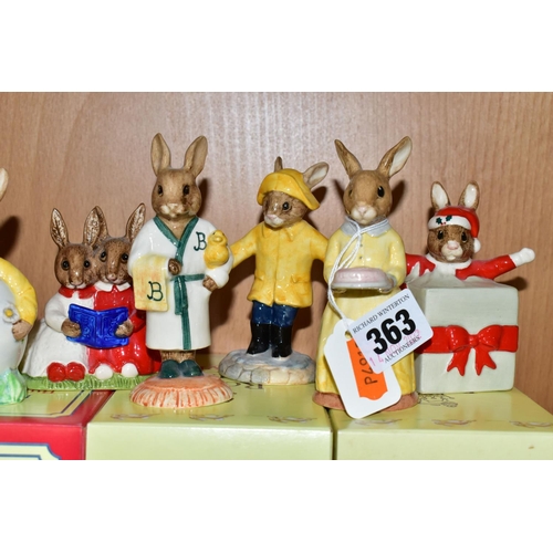 363 - FIFTEEN ROYAL DOULTON BUNNYKINS FIGURES, of which eleven have boxes, comprising boxed 60th Anniversa... 