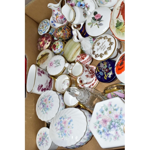 371 - TWO BOXES OF CERAMICS, including eight Royal Worcester egg coddlers, patterns include 'Bournemouth',... 