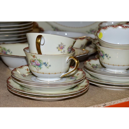 378 - A PORCELAIN DINNER SET, makers mark on base NS, possibly continental, comprising one covered tureen,... 