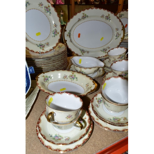 378 - A PORCELAIN DINNER SET, makers mark on base NS, possibly continental, comprising one covered tureen,... 