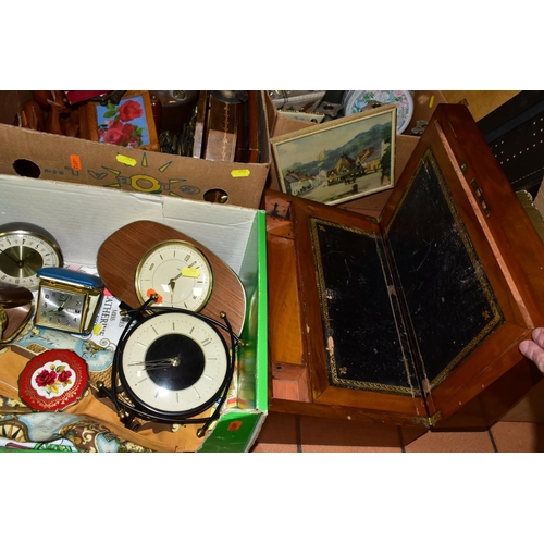 382 - SIX BOXES OF VINTAGE ELECTRICAL ITEMS AND METALWARES, to include a boxed Smith Cordon DLX400 word pr... 