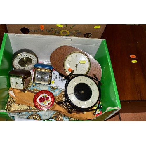 382 - SIX BOXES OF VINTAGE ELECTRICAL ITEMS AND METALWARES, to include a boxed Smith Cordon DLX400 word pr... 