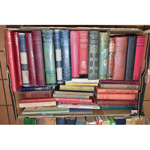 391 - FOUR BOXES OF 20TH CENTURY BOOKS, to include fiction and non-fiction, authors include Louisa May Alc... 