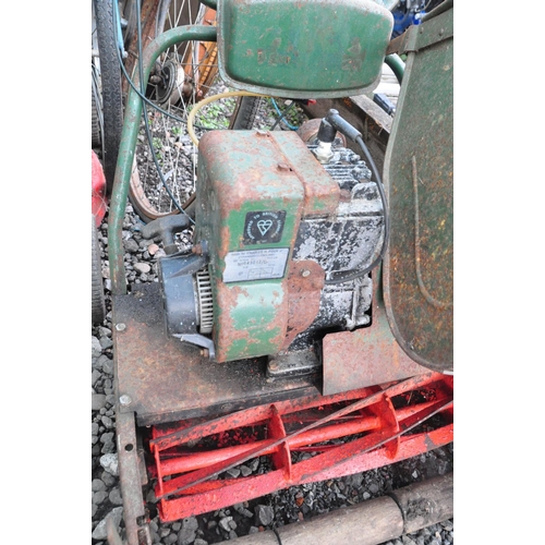 1003 - A VINTAGE ATCO PETROL CYLINDER MOWER with grass box, 20in cut (engine pulls freely but hasnt started... 