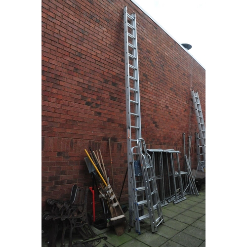 1011 - A SET OF YOUNGMAN MERCURY DOUBLE EXTENSION LADDERS with 17 rungs to each 490cm length, two ali step ... 