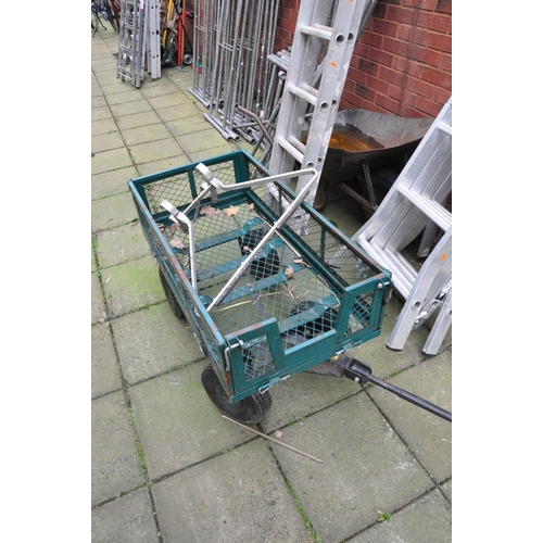 1013 - AN ALUMINIUM DOUBLE EXTENSION LADDER  with 13 rungs to each 340cm length, two step ladders, a stand ... 