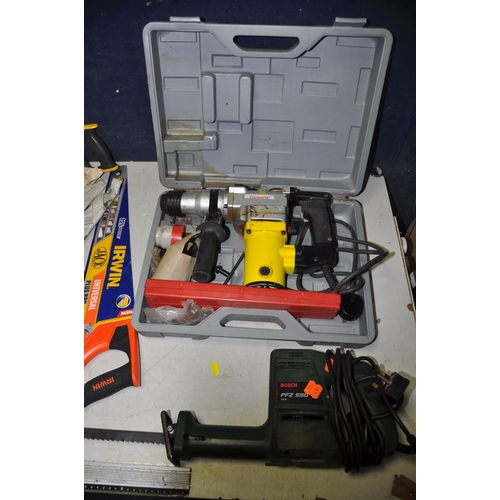 1057 - A POWER-G Z1C3L26 electric hammer drill along with a Bosch PFZ-550 reciprocating saw (both PAT pass ... 