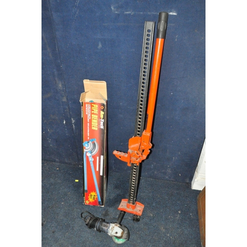 1107 - A JACKALL 8000 4FT HIGHLIFT JACK along with Am-tech pipe bender and a Clarke CAG115C angle grinder (... 