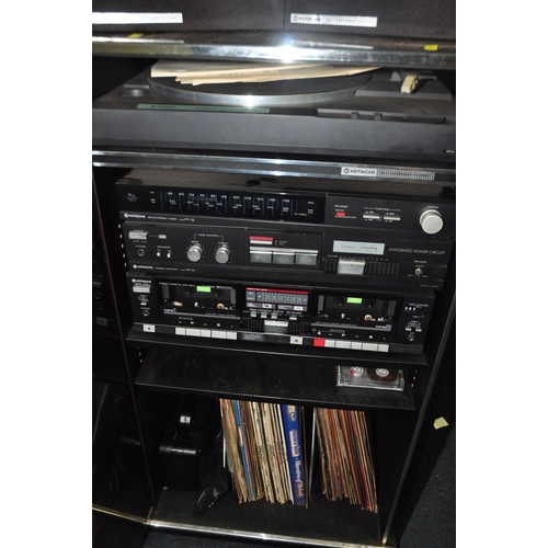 1112 - A HITACHI HI-FI SYSTEM comprising Hitachi FT12 am-fm tuner, Hitachi DW500 double cassette deck, Hita... 