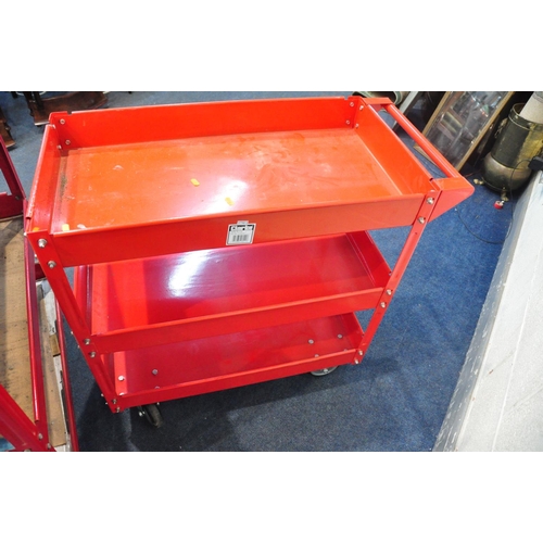 1122 - A CLARKE CTT5 WORKSHOP TROLLEY with three tiers and wheels along with another Clarke trolley and a C... 