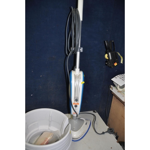 1126 - A HOOVER AQUAMASTER WET AND DRY VACUUM CLEANER with some attachments and a Vax Steam Mop ( doesn't p... 