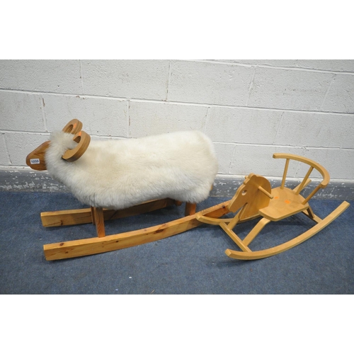 1233 - A CHILDS SHEEP ROCKING HORSE, and another child's rocking horse (2)