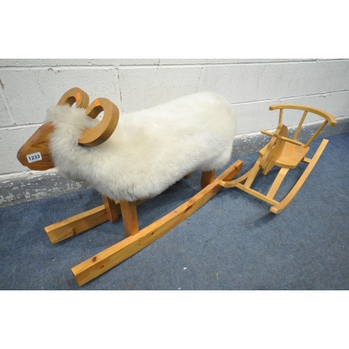 1233 - A CHILDS SHEEP ROCKING HORSE, and another child's rocking horse (2)