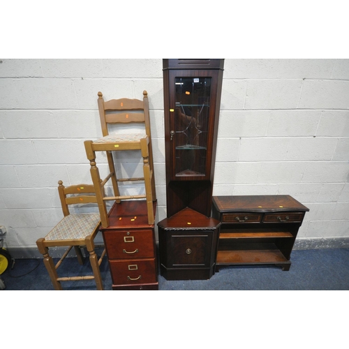 1234 - A SELECTION OF OCCASIONAL FURNITURE, to include a slim mahogany corner cupboard, a mahogany bookcase... 