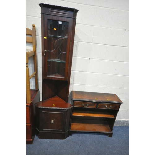 1234 - A SELECTION OF OCCASIONAL FURNITURE, to include a slim mahogany corner cupboard, a mahogany bookcase... 