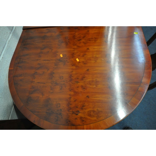 1237 - A YEW WOOD TWIN PEDESTAL EXTENDING DINING TABLE, one additional leaf, length 160cm x depth 100cm x h... 