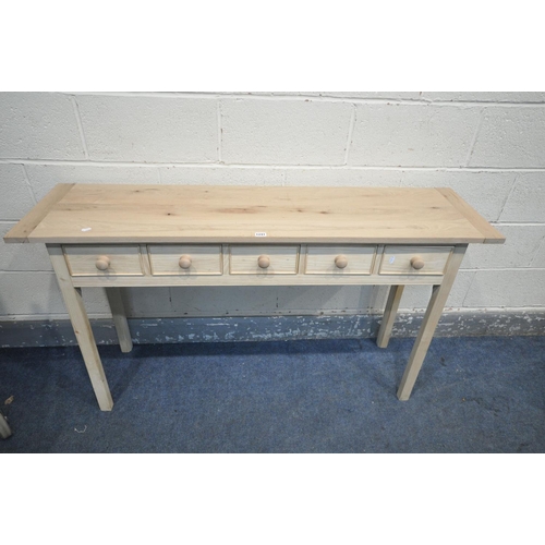 1241 - A BESBOKE SIDE TABLE WITH FIVE DRAWERS, length 140cm x depth 38cm x height 79cm (condition - split t... 