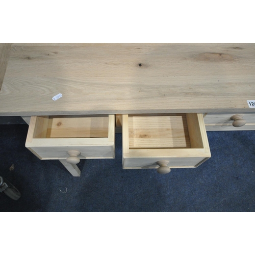 1241 - A BESBOKE SIDE TABLE WITH FIVE DRAWERS, length 140cm x depth 38cm x height 79cm (condition - split t... 