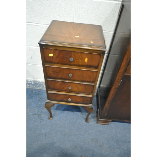 1274 - AN OAK TALLBOY, with two drawers, width 72cm x depth 43cm x height 120cm (condition:-some veneer los... 